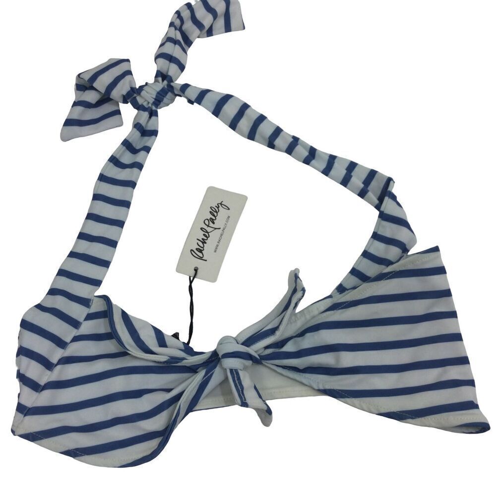 Rachel Pally Womens Malibu Printed Bikini Top River Stripe Blue Size XS NWT